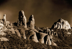 "Sedona Spires" - Timeless monochrome capture of Sedona's towering rock formations.