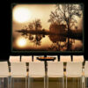 "Reflections at Bessie's Creek" by Ken Osborne elegantly displayed in a modern dining room