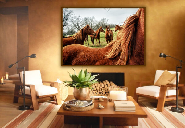 "Pastoral Symphony Vivid" photograph by Ken Osborne enhancing a cozy living room setting