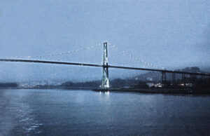 The Lions Gate Bridge enveloped in the blue hues of evening