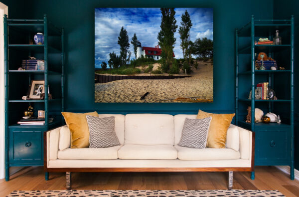 "Frankfort Lighthouse" - A historic lighthouse stands proudly amidst the dunes, a beacon of navigation and heritage.